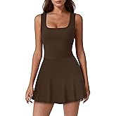 NIASHOT Women's Athletic Dress Mini U Neck Sleeveless Built in Shorts with Pockets Tennis Golf Graduation