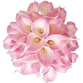Floral Kingdom 20 Pack 14" Calla Lily Artificial Flowers – Real Touch Blush Pink Latex Faux Flowers for Home Decor, Table Centerpieces, Living Room and Weddings