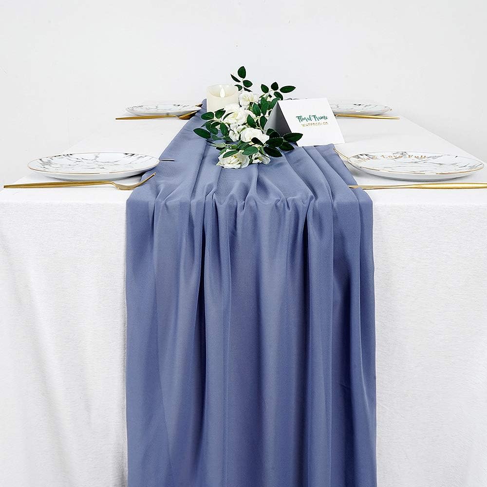 SoarDream Dusty Blue Chiffon Table Runner 10 Pack 27.5x120 Inches Sheer