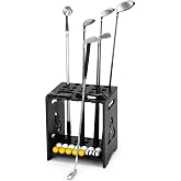 FHXZH Wooden Golf Putter Stand - Golf Club Holder for 15 Clubs &amp; 14 Balls | Floor-Standing Display Rack, Solid Wood, Holds Golf Accessories, for Home Offices, Simulators, Garages, Gift for Golfer