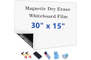 JUMUBOARD Magnetic Whiteboard Contact Paper 80 x 40 cm (~30" x 15") Adhesive Magnetic Dry Erase White Board Sticker for Wall,