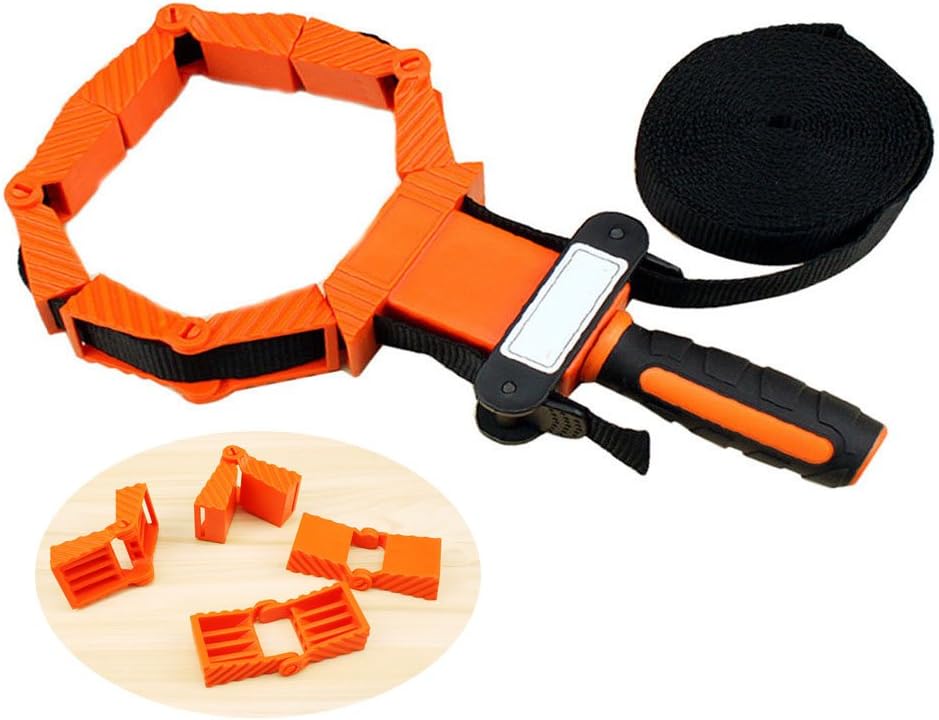 Band-Clamp, Band Clamp 4m Speed Frame Picture Woodworking Strap Ratchet Corner Mitre Vise Tool Rapid Adjustable for Frames Drawers One-Hand Belt 4-Flexible Jaws