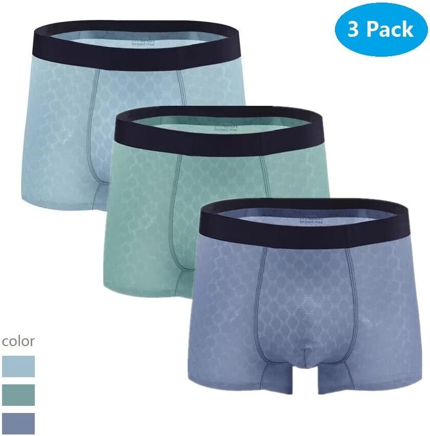 Men's Breathable Underwear Ice Silk Tag-Free Sexy Low Rise Trunks Briefs (Pure Color(3pack), XL)