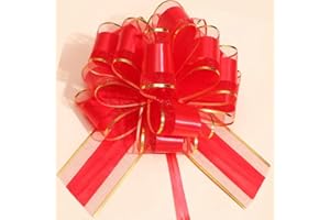 HQJAXJ 6PCS Pull Bows for Gift Wrapping,Red Pull Bows,for Gift Basket,Gift Bag Box Packaging Decoration, Christmas,Valentine's Day,Birthday,Anniversary,Wedding,Flower Shop Packaging (red)