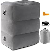 Inflatable Foot Rest Pillow for Travel, Kids/Adults Airplane Travel Pillow Kids Bed-Adjustable Height Cushions,for Kids to Sleep While Traveling,Suitable for Car,Office,Home,Travel (Grey)