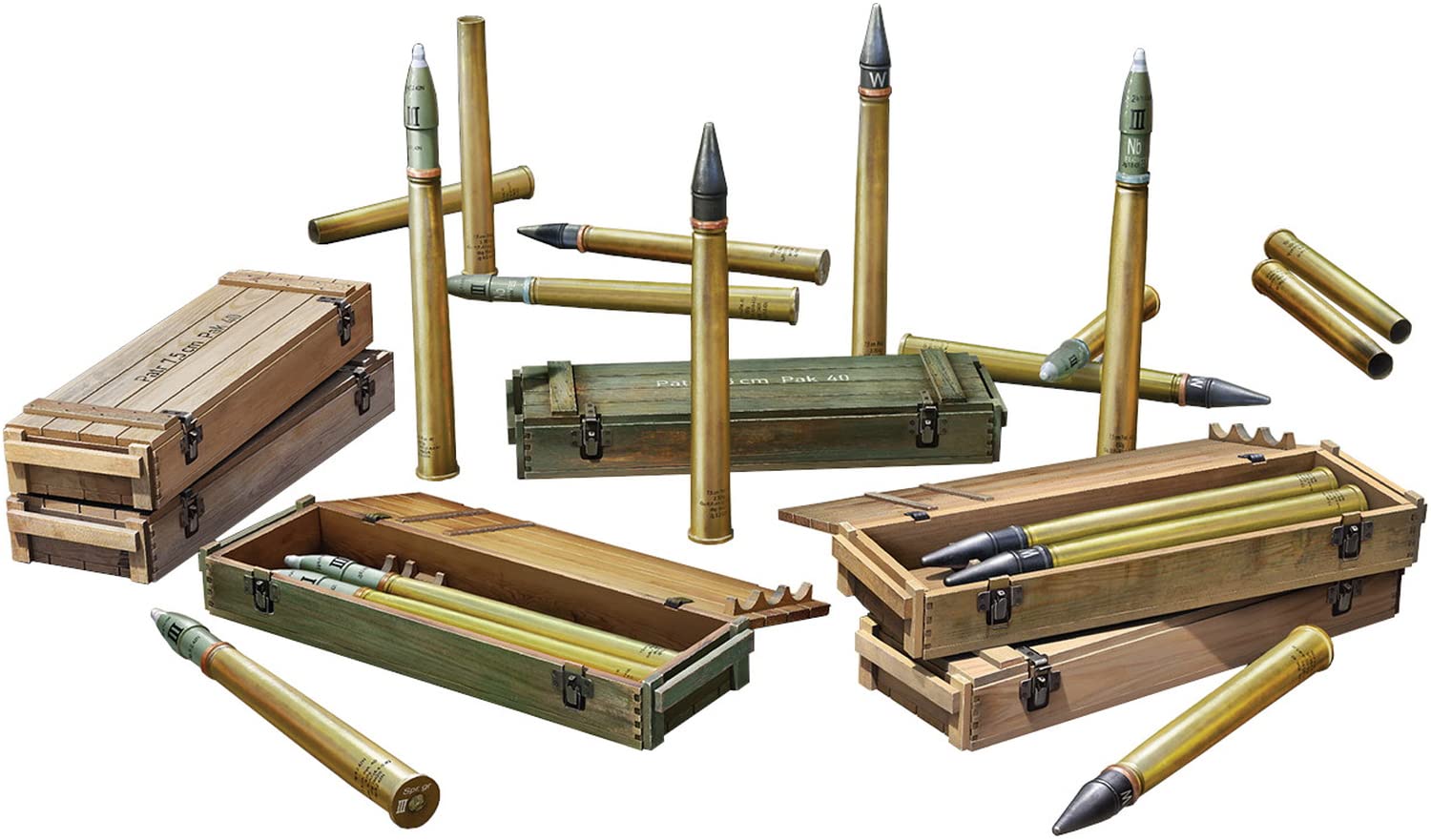 Miniart 1:35-7.5cm PaK40 Ammo Boxes w/Shells Set 1