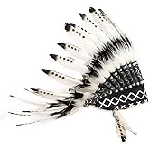 Yinuoday Native American Headdress, Photo Props Indian Headwear Feather Headdress Headband Accessories for Party Photo Props Party Home Decor
