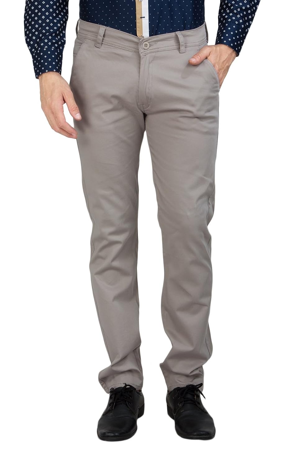 bloos jeans men's cotton slim fit trouser (grey)