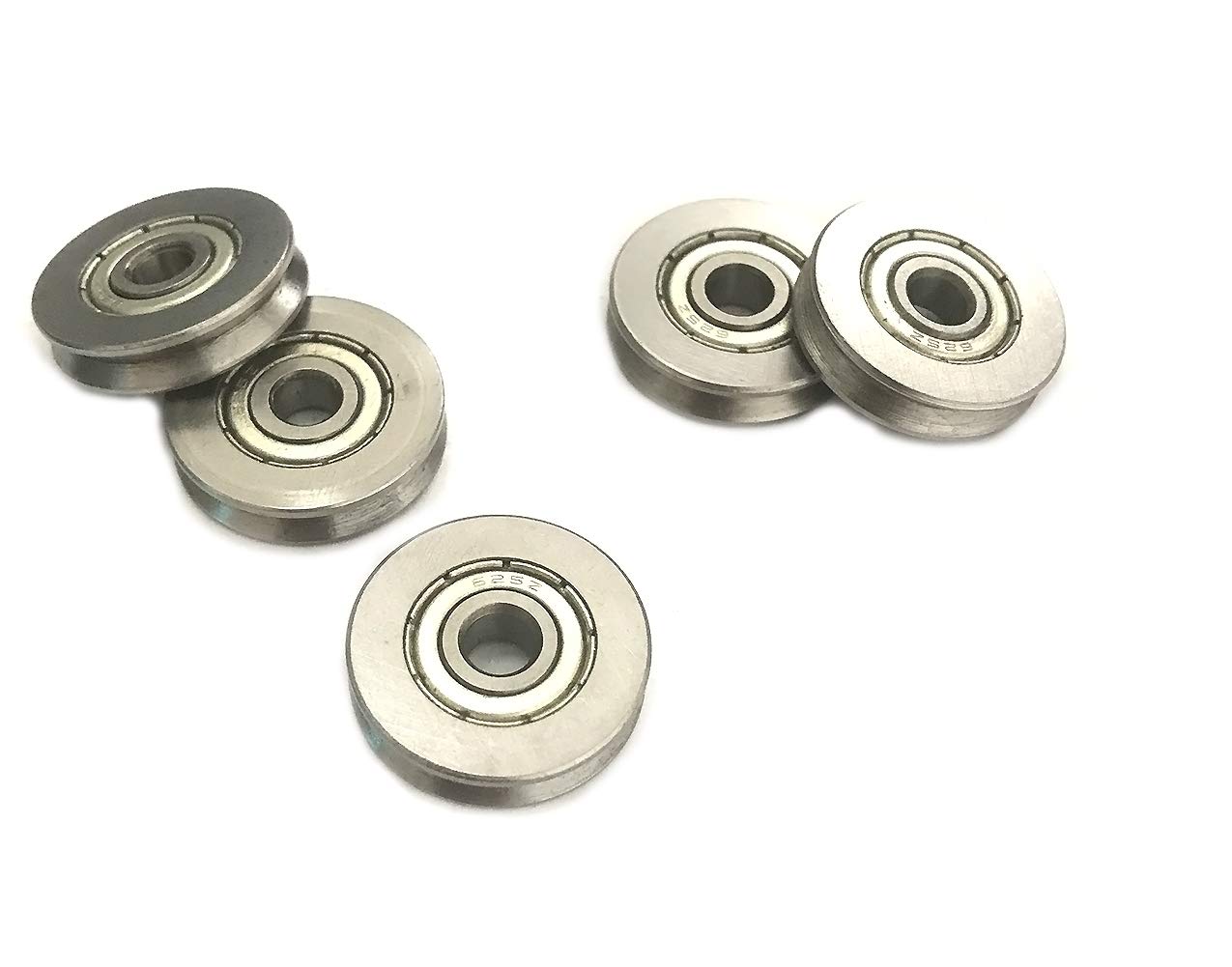 Photo 1 of Preamer Industrial Bearing Steel V Groved Wire Pulley Bearing Wheels Roller V Groove Sealed Guide Rail Ball Bearings 5x22x5mm, 5 Pcs