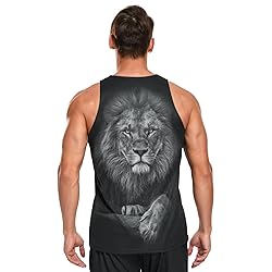 JHKKU Men's Lion Tank Top Graphic Sleeveless Shirt