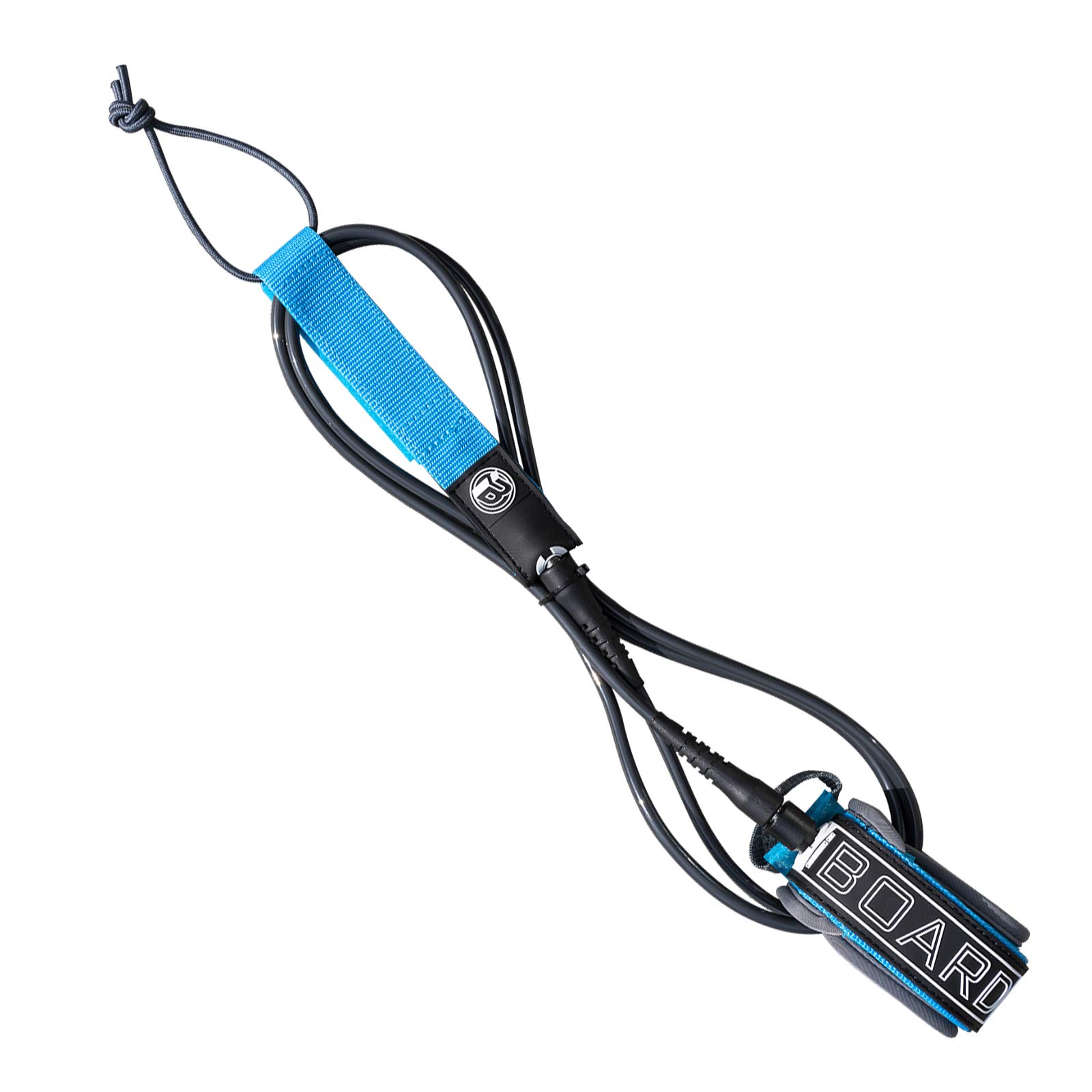 iBOARD Surfboard Leash 6 Ft PU Material Straight Traction Rope | 3 Layers of Premium Magic-sticker | 6mm Dark Grey Leash with Double Stainless Steel Rotating Head for Surfing