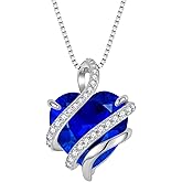 STARCHENIE Heart Birthstone Necklace 925 Sterling Silver Infinity Love Pendant Necklace Jewelry for Women