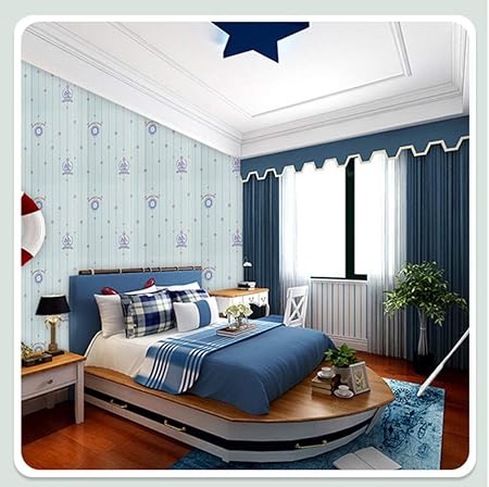 Papier Peint Anneau De Bain Coon Non Tisse Rouleau Pour Salon Chambre Tv Mur De Fond Cuisine Hotel Musique Restaurant Bar Cafe Studio Maison Decoration Bleu Amazon Fr Bricolage