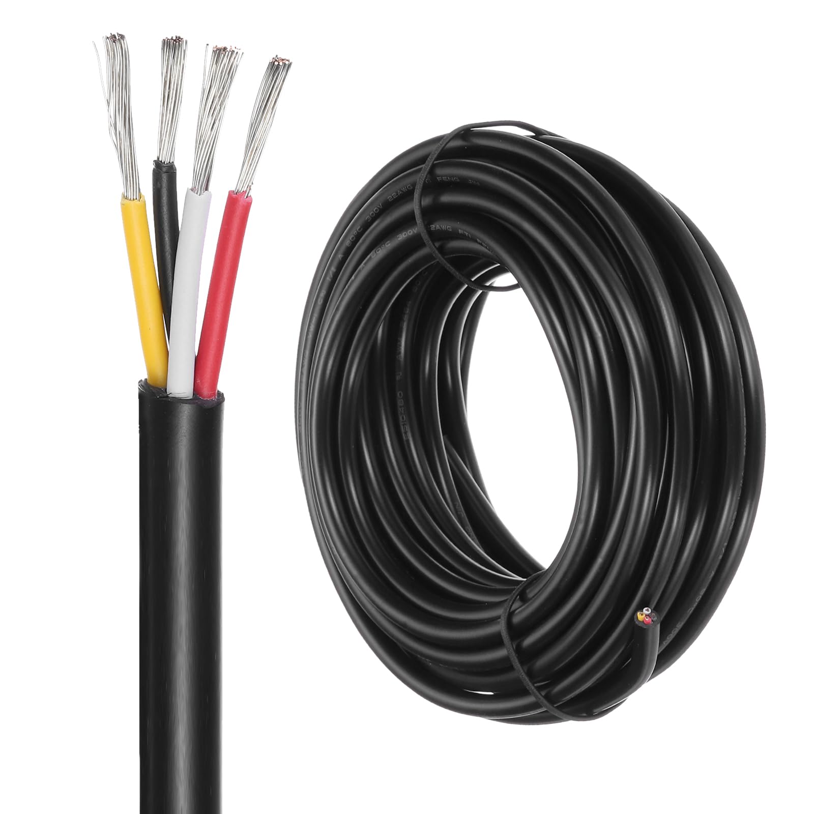 DMiotech 22 Gauge Wire Electrical Wire 4 Conductor, 22 AWG Extension Cable Cord 25 Ft/7.6 m UL2464 300V Stranded Tinned Copper Wire for LED Lighting Automotive