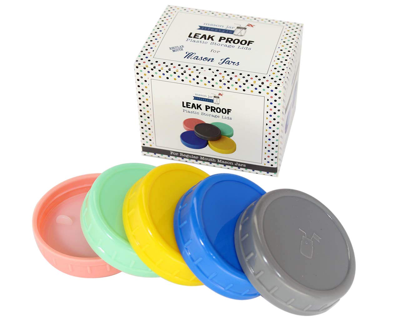 MJL Leak Proof Plastic Storage Lids With Silicone Liners For Mason Jars (5 Pack, Regular Mouth) 2 MJL Leak Proof Plastic Storage Lids With Silicone Liners For Mason Jars (5 Pack, Regular Mouth) - Image 3