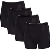 Kirkland Signature 4 Stretch Cotton Boxer Briefs Comfort Fit, Black/Gray, Large