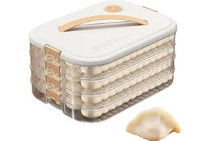 Dumpling Box - 4-Layer Storage Container, Clear Food Keeper | Cookie Keeper With Lid And Handle, Organized Refrigerator Snack
