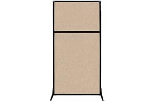 Versare Workstation Partition | Portable Wall Divider | Modern Office Cubicle | Free Standing Privacy Screen | Flexible Work Space | 33" x 70" Beige Fabric Panels