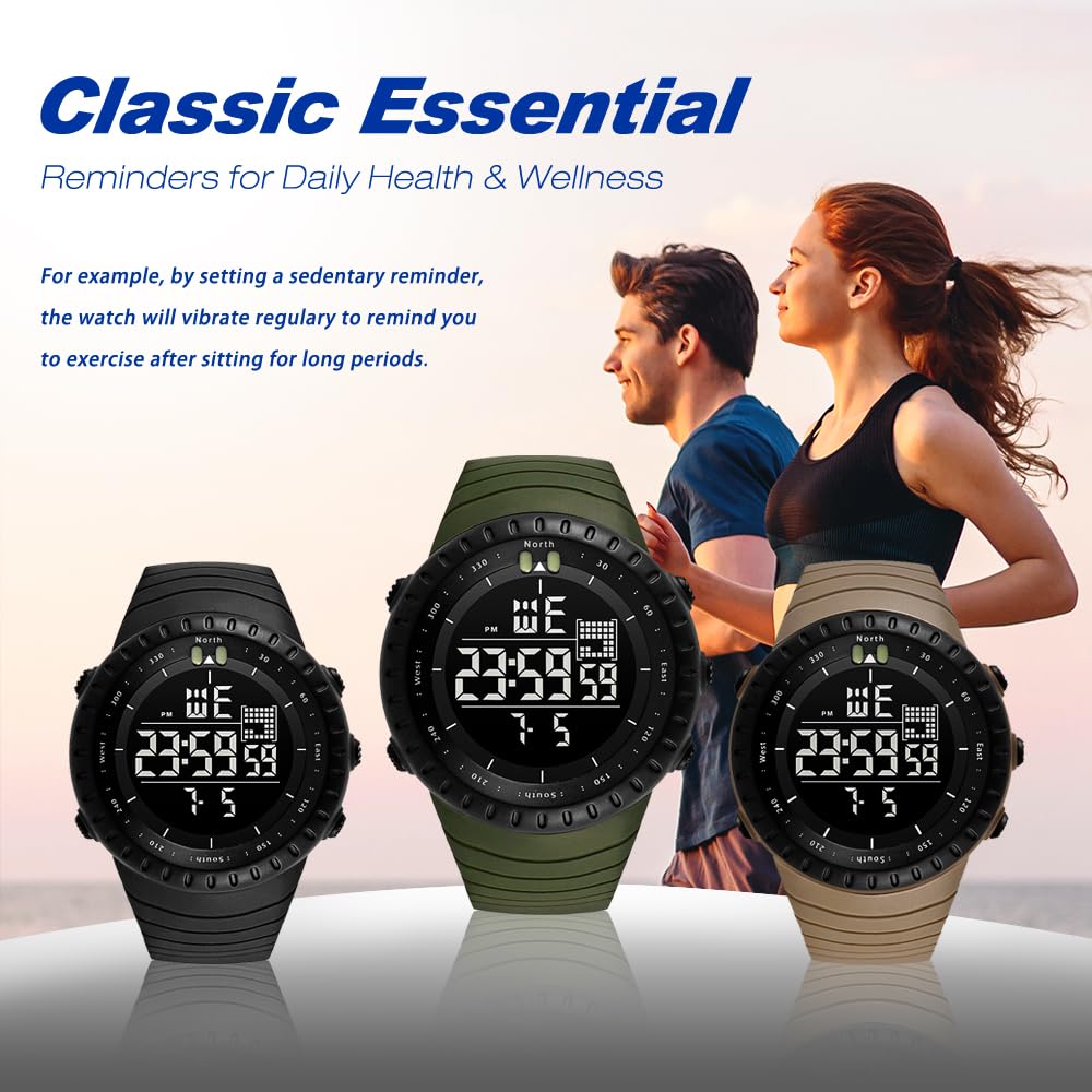 KXAITO Men's Watches Sports Outdoor Waterproof Military Watch Date Multi Function Tactics LED Face Alarm Stopwatch for Men 6256