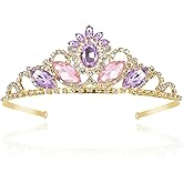 JINSAWW Princess Crown Dress-up Headband Birthday Wedding Gold Crown Halloween Cosplay Hair Accessories for Her