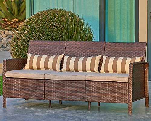 Suncrown Outdoor Modular Furniture Patio Sofa Couch (Seats 3) Garden, Backyard, Porch or Pool |  ...