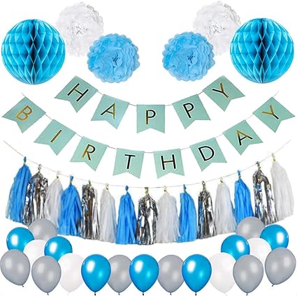 Amazon Com Blue Birthday Party Decorations Boys 64 Pcs Blue