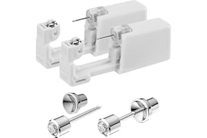 SugarTang Safe Piercing Earrings and Ear Piercing Kits 3mm, Stainless Steel Cubic Zirconia Ear Piercing Gun Sets,with Short Post and Safe backs for Baby or Girl's Studs (Apr-1pair), White