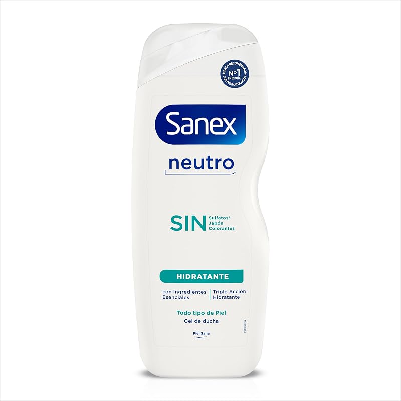 Gel de Ducha Neutro Hidratante (4x600 ml), con ingredientes esenciales, 0% sulfatos*, 0% jabón y 0% colorantes, para todo tipo de piel, hidratación duradera, tecnología triple acción