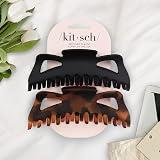 Kitsch 5 Inch Large Claw Clips Thick Hair Matte Black & Tortoise 2 Pack view 6