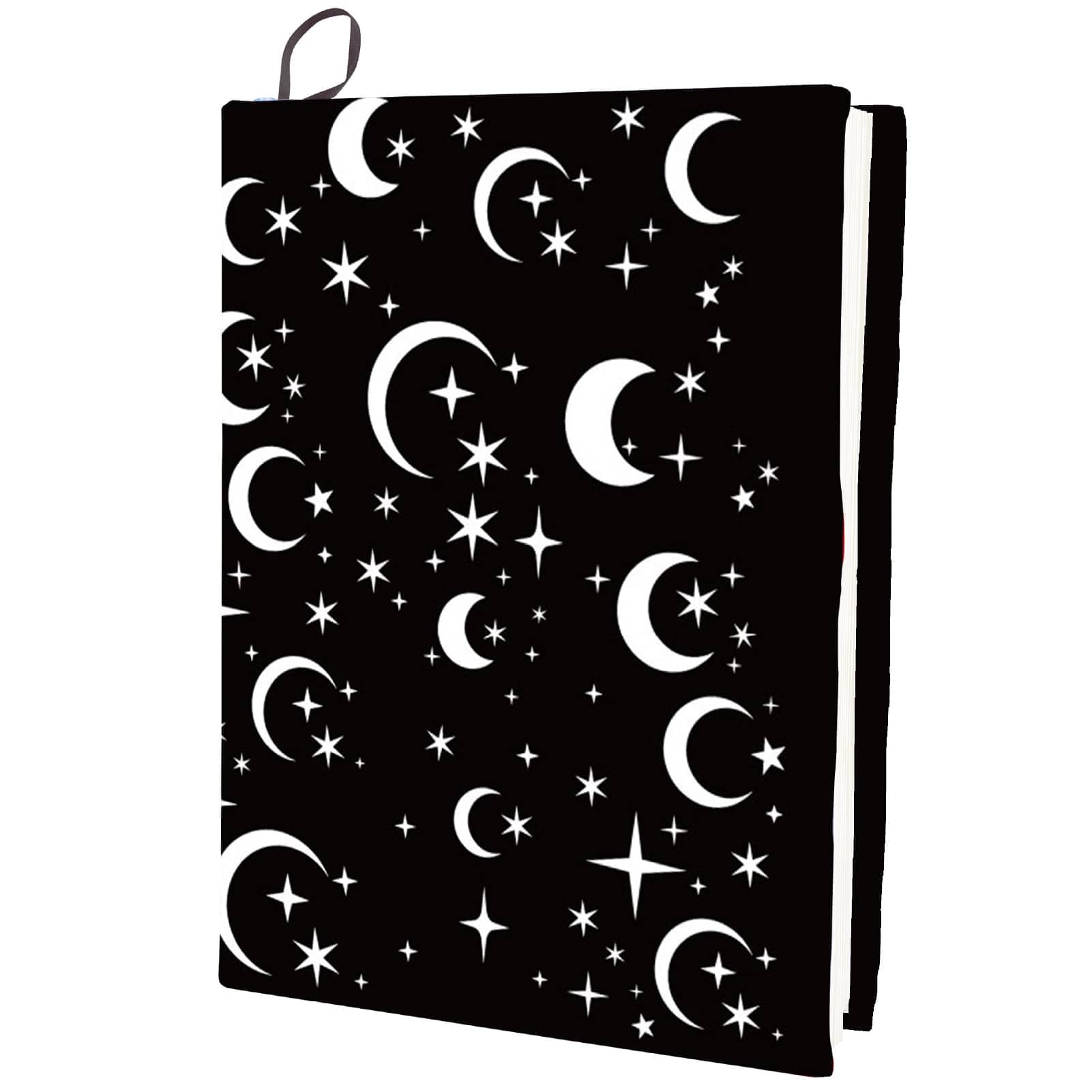 CRASPIRE Moon Star Stretchable Book Cover Black Washable Reusable Large Nylon Book Sleeve Book Protector Elastic Notebook Wraps for Hardcover Books Textbook Gift