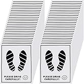 100 Pcs Paper Car Floor Mats - 20"x16" Disposable Auto Floor Pads with Footprint Words | Bulk White Kraft Paper Mats for Car Detailing Supplies, Dealerships & Vehicle Protection