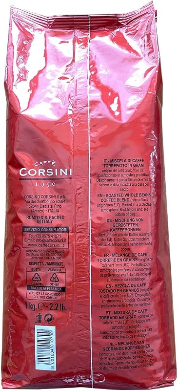 Caffè Corsini - Set Café en Grains Espresso à Maison Comme au Bar, Goût Intense, 2x1kg, 2kg Total