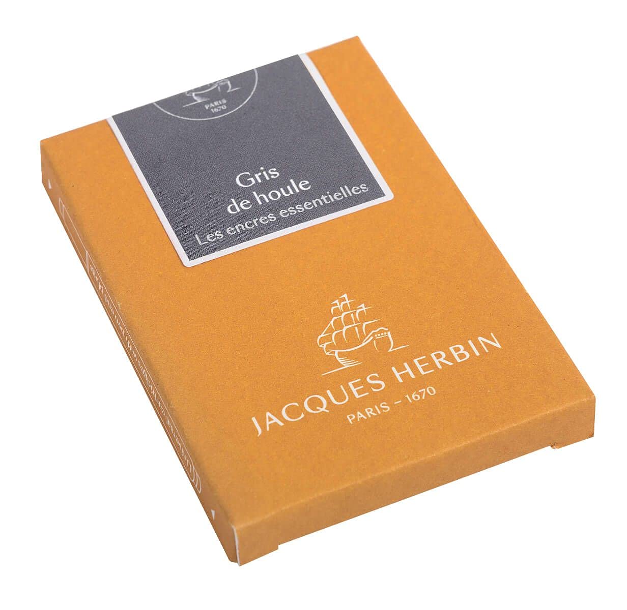 Jacques Herbin 11008JT - Box of 7 large cartridges - international size, for fountain pens and rollerball pens - Swell grey. Made in France - Calligraphy — image 1