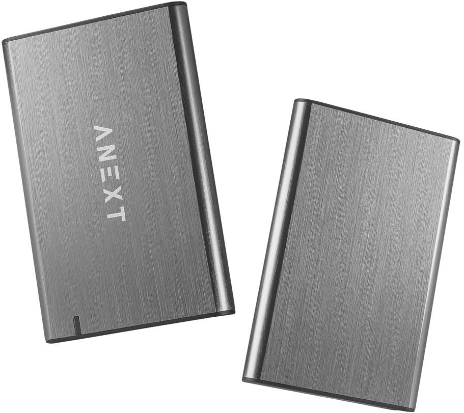 ANEXT 2.5 USB 3.1 Gen2 External Hard Drive Enclosure, Portable Black Aluminum Hard Disk Case for 2.5 inch 7mm 9.5mm SATA HDD SSD, Max 4TB, Tool-Free Design, Gray - Anext Series: Computers & Accessories