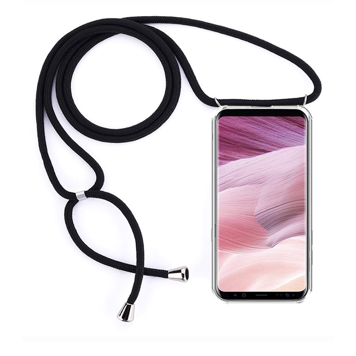 Smartphone Necklace with Transparent Silicon Case for Samsung Galaxy S20 Cover TPU Soft Case with Adjustable Length Lanyard, Hands Free Cord Lanyard Phone Case Cross Body Necklace Cord Cover