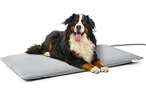 Toozey Outdoor Pet Heating Pad 28x16in, Extremely Waterproof Heated Bed for Dogs and Cats, Thermostatic Control, Chew-Resistant Cord, Soft Electric Blanket with Overheat Protection