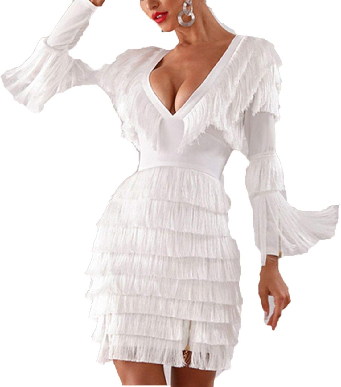 Long Sleeve Tassel Club Dress 