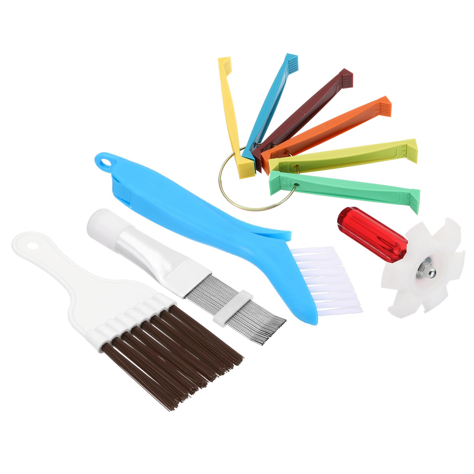 PATIKIL Air Conditioner Fin Comb, 5Pcs Stainless Steel Condenser Fin Straightener, FCR6 Fin Comb, Brown Foldable Brush AC Coil Tool for AC Unit Radiator