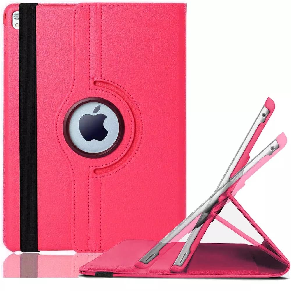 World Biz 360 Rotation Case for iPad Pro 12.9" (2015-2017) (1st / 2nd Generation) Shockproof PU Leather Book Style Flip Folio 360° Rotating Protection Cover With Folding Stand Function (Pink) — image 1