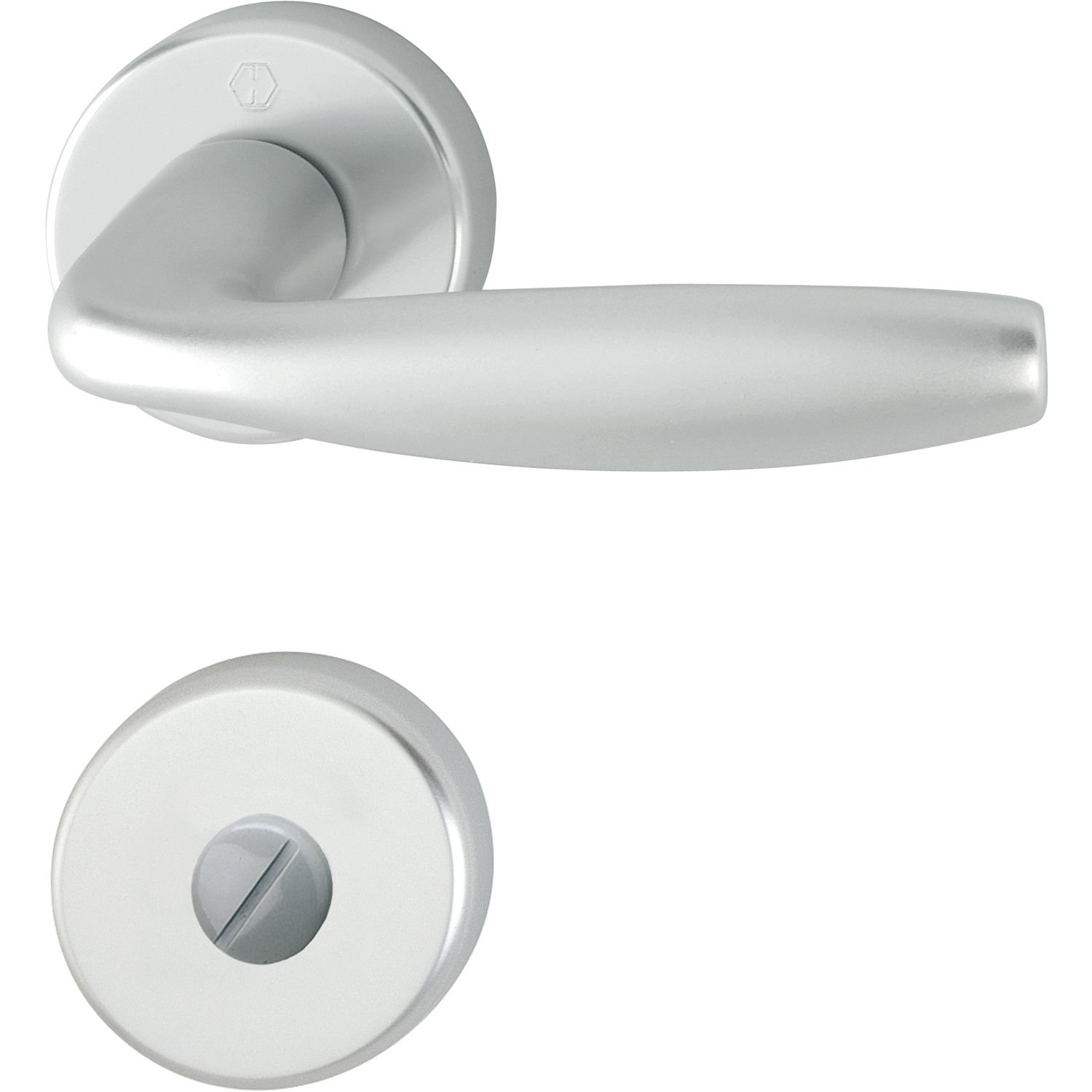 Hoppe Set New York Lever Handle with Rosette WC – Silver Anodised Aluminium – 3369891