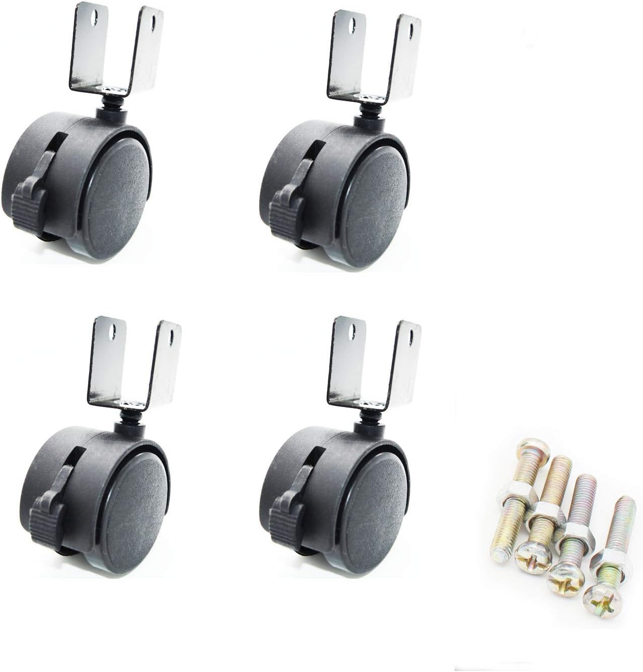 SpzcdZa 4pcs 2.0-inch Dia Wheel 23mm U Bracket Swivel Brake Caster Black for Crib
