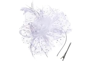 Umturmok Women's Flower Feather Fascinator Hats for Women Wedding Tea Party Derby Church Fascinators with Headband and Clip