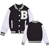 NICNZQI Kids Varsity Jacket Girls Baseball Jacket Boys Bomber Outwear with Pocket Coat