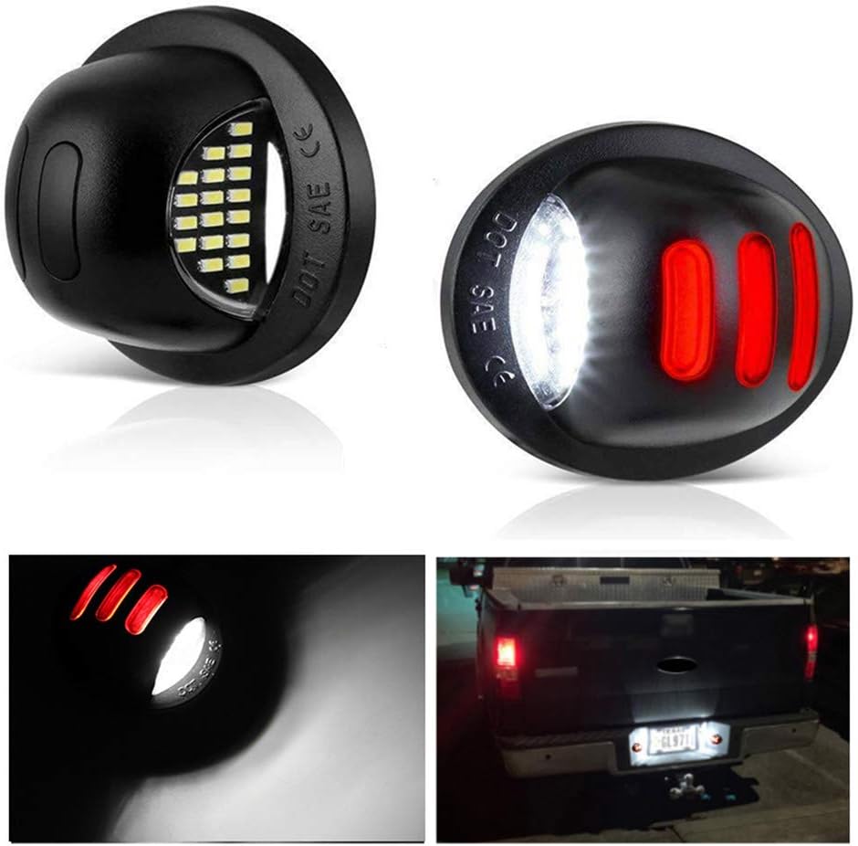 2pcs White LED License Plate Light Car Number Lamp Assembly RedSMD Tube Light Running Lamp For 1999-2016 Ford F-150 F-250 F-350