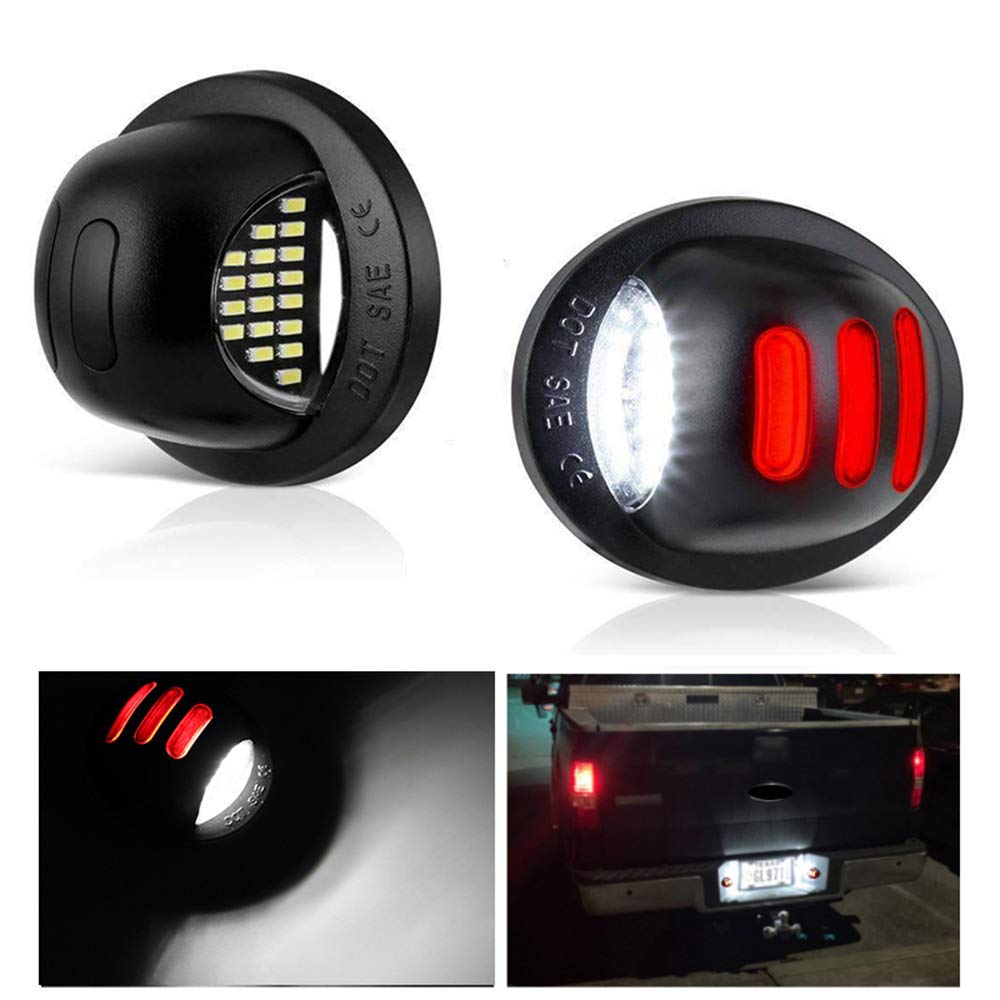 2pcs White LED License Plate Light Car Number Lamp Assembly RedSMD Tube Light Running Lamp For 1999-2016 Ford F-150 F-250 F-350