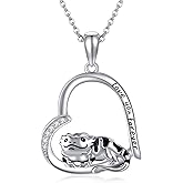 CUPENDA Heart Animal Necklace Sterling Silver Chicken/Dog/Wolf Pendant Necklace Animal Jewelry for Women Dog Lovers