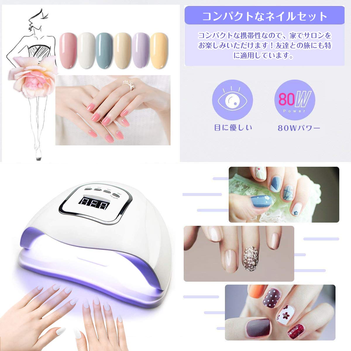 Mua ネイルドライヤー ジェルネイル 硬化用ライト 64w ハイパワー 赤外線検知 Uv Ledダブルライト ジェルネイル用 四つタイマー設定 日焼けしない マニキュア ぺディキュア等 日本語説明書付き Tren Amazon Nhật Chinh Hang 21 Fado