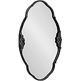 Kate and Laurel Novella Vintage Glam Ornate Mirror; 30 x 18; Black; Traditional Baroque Wall Mirror for Use as Decorative Bat