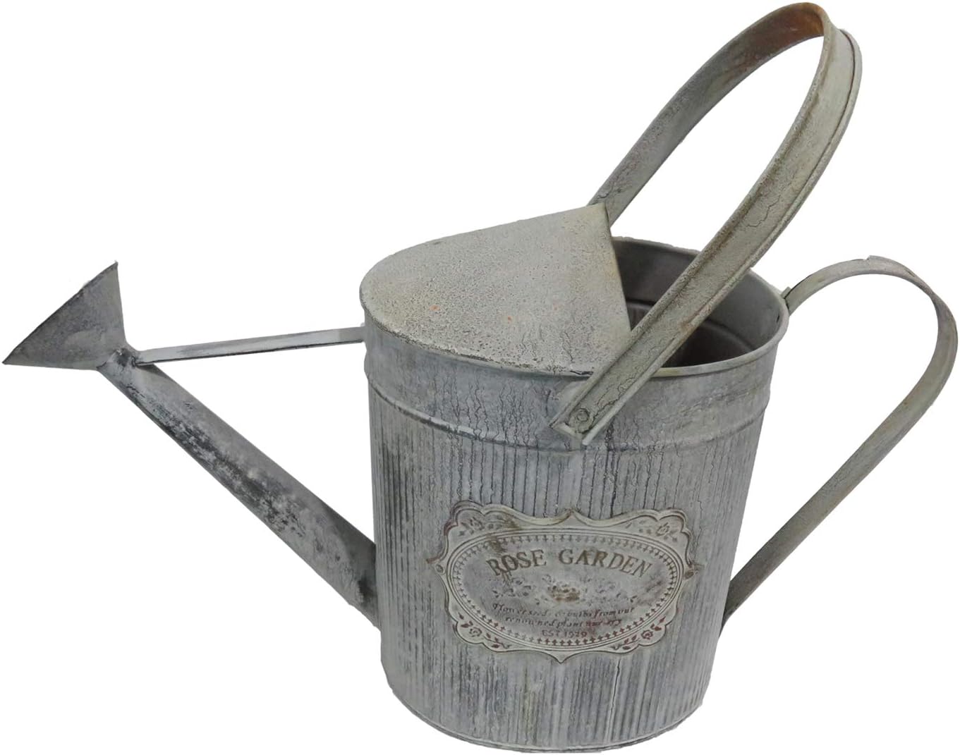 5L Shabby Chic Metal Galvanized Rustic Garden Watering Can Motif Side
