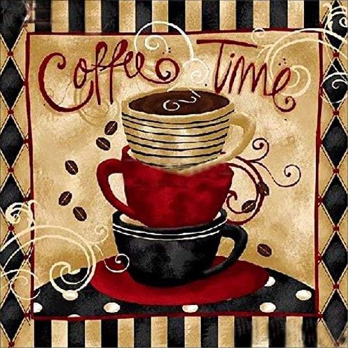 Coffee Time Diamond Painting Kits,5D Full Diamond Painting by Numbers,Crystal Diamond Embroidery Cross Stitch Coffee Kitchen Decor Art Gift for Adults (30 * 30cm)